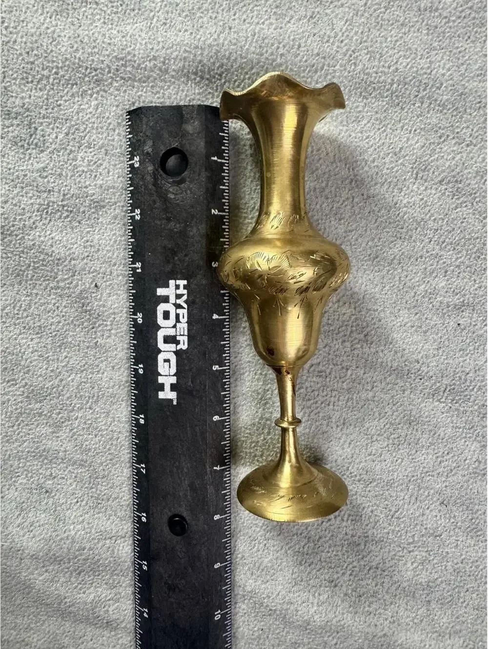 vintage etched brass bud vase floral engraving small‎ decor 8in